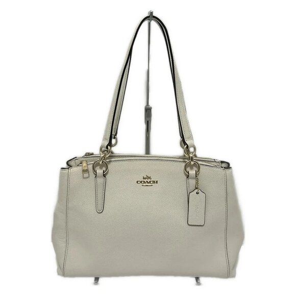 Auth COACH Luxury Crossgrain Leather Small Christy Carryall F57520 Cream Leather - Picture 1 of 9